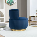 Coolmore 360 Degree Swivel Cuddle Barrel Accent Sofa Chairs, Round Armchairs With Wide Upholstered, Fluffy Velvet Fabric Chair For Living Room, Bedroom, Office, Waiting Rooms Navy Foam Velvet