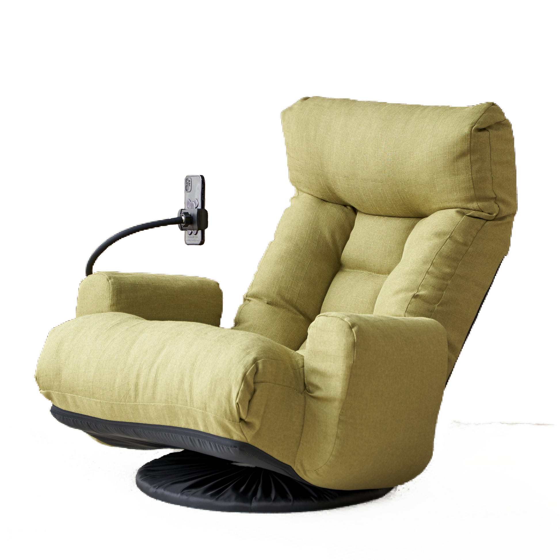 Adjustable Head And Waist, Game Chair, Lounge Chair In The Living Room, 360 Degree Rotatable Sofa Chair,Rotatable Seat Leisure Chair Deck Chair Green Metal Soft Cotton Metal