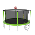 14Ft For Kids Children With Safety Enclosure Net Outdoor Backyards Large Recreational Trampoline Green Metal