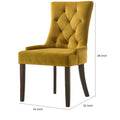 Esme 24 Inch Solid Wood Dining Chair, Velvet Tufted, Set Of 2, Yellow Yellow Solid Wood