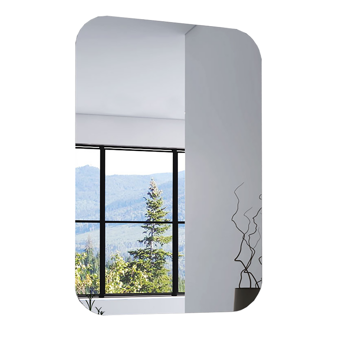 Depot E Shop Mirror Saint Claire, Frameless Round Corners, Looking Glass, Clear Clear Particle Board Particle Board