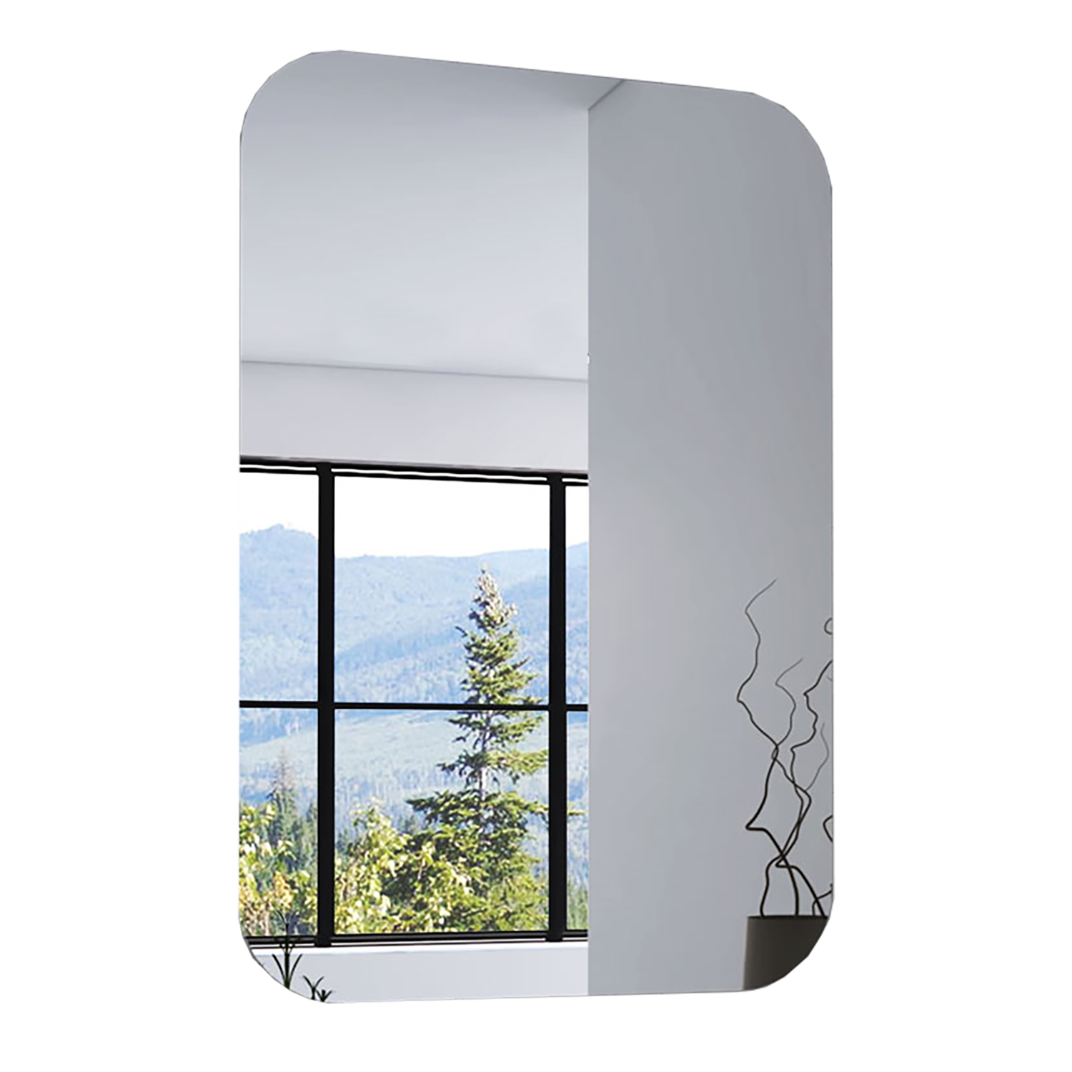 Depot E Shop Mirror Saint Claire, Frameless Round Corners, Looking Glass, Clear Clear Particle Board Particle Board