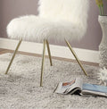 Contemporary Glam White Gold Fabric Faux Fur 1Pc Accent Chair Upholstery Living Room Chair White Gold Primary Living Space Classic,Contemporary Solid Wood