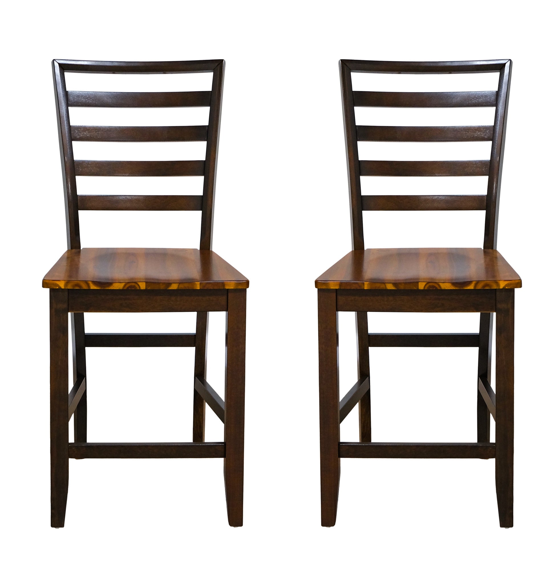 Timberline Brown Ladderback Barstools, Set Of 2 Brown Solid Wood