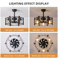 Modern Retro American Industrial Vintage Fan Lamp Dc Motor 110V Remote Control Ceiling Fan Light Black American Design Iron