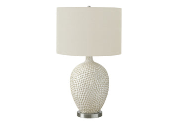 Lighting, 28"H, Table Lamp, Cream Ceramic, Ivory Cream Shade, Contemporary Cream Ceramic