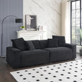 104.72 Inch 4 Seat Large Sofa With 4 Throw Pillows, Living Room Sofa In Black Corduroy Fabric Comfort Black Corduroy 3 Seat