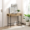 Modern Minimalist Metal And Wood 1 Drawer Entry Table Coastal Oak Light Brown Mdf Mdf