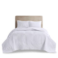 3 Piece Reversible Bedspread Set White Full Queen Queen White Polyester