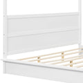 King Size Wood Led Canopy Bed ,Canopy Platform Bed With Support Slats, No Box Spring Needed, Whitekig King White Plywood