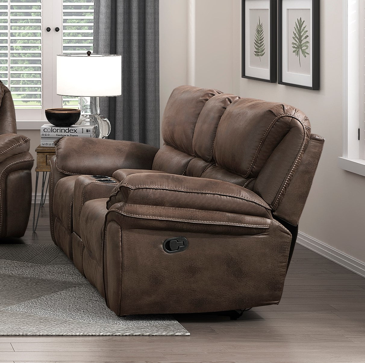 Plush Modern Design Living Room Reclining Loveseat Brown Microfiber Upholstery Solid Wood Frame Furniture 1Pc Brown Microfiber Wood Primary Living Space Modern Plywood,Solid Wood