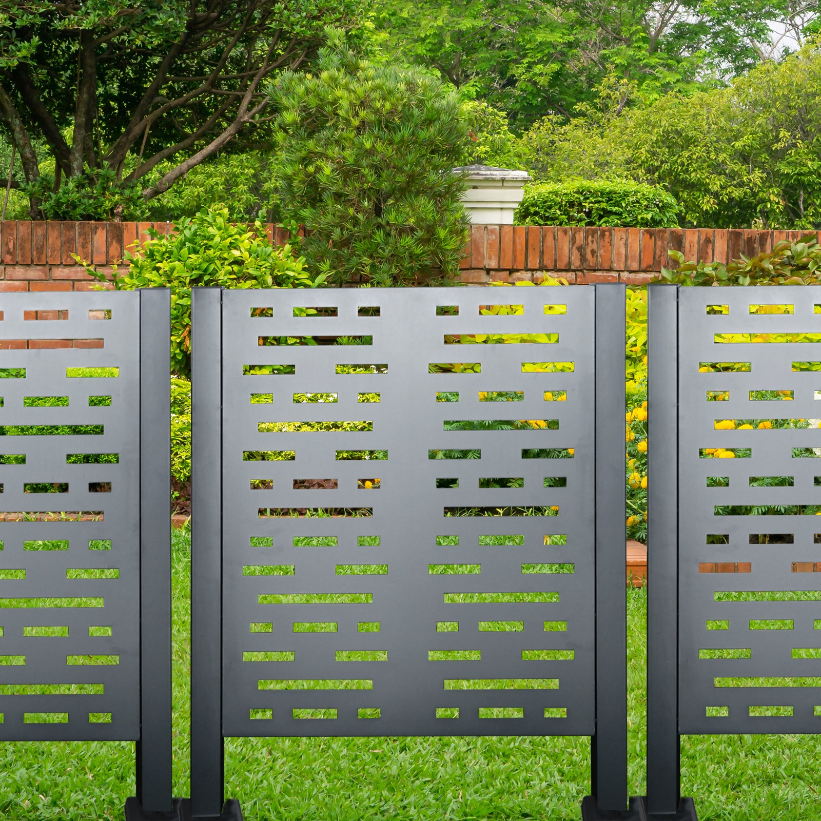 3Ftx3Ft Air Conditioner Fence For Outdoor Units,Metal Privacy Fence Cover, Perfect To Conceal Air Conditioning Units Charcoal Steel