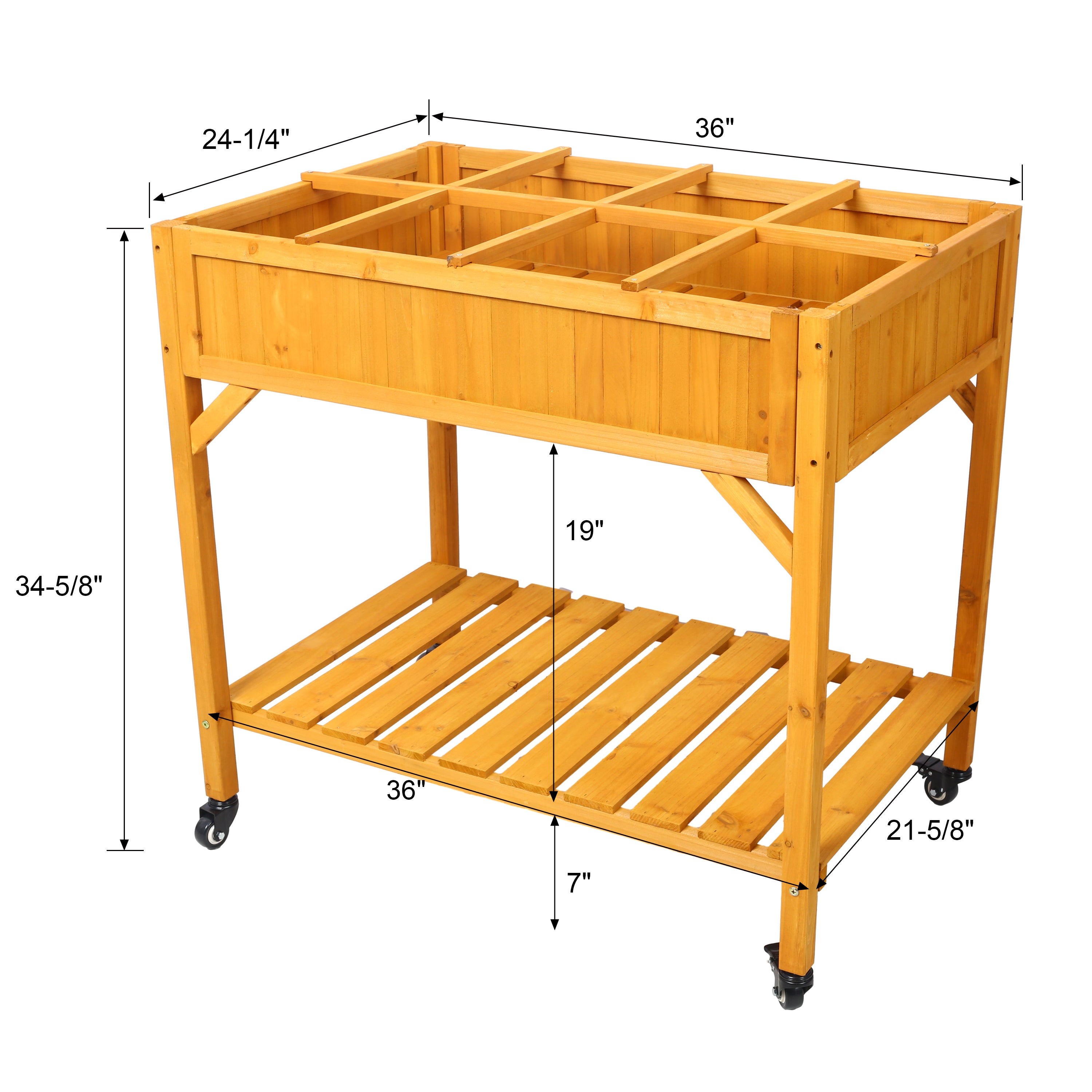 Elevated 8 Pocket Herb Garden Bed, Mobile Raised Customizable Wood Pla