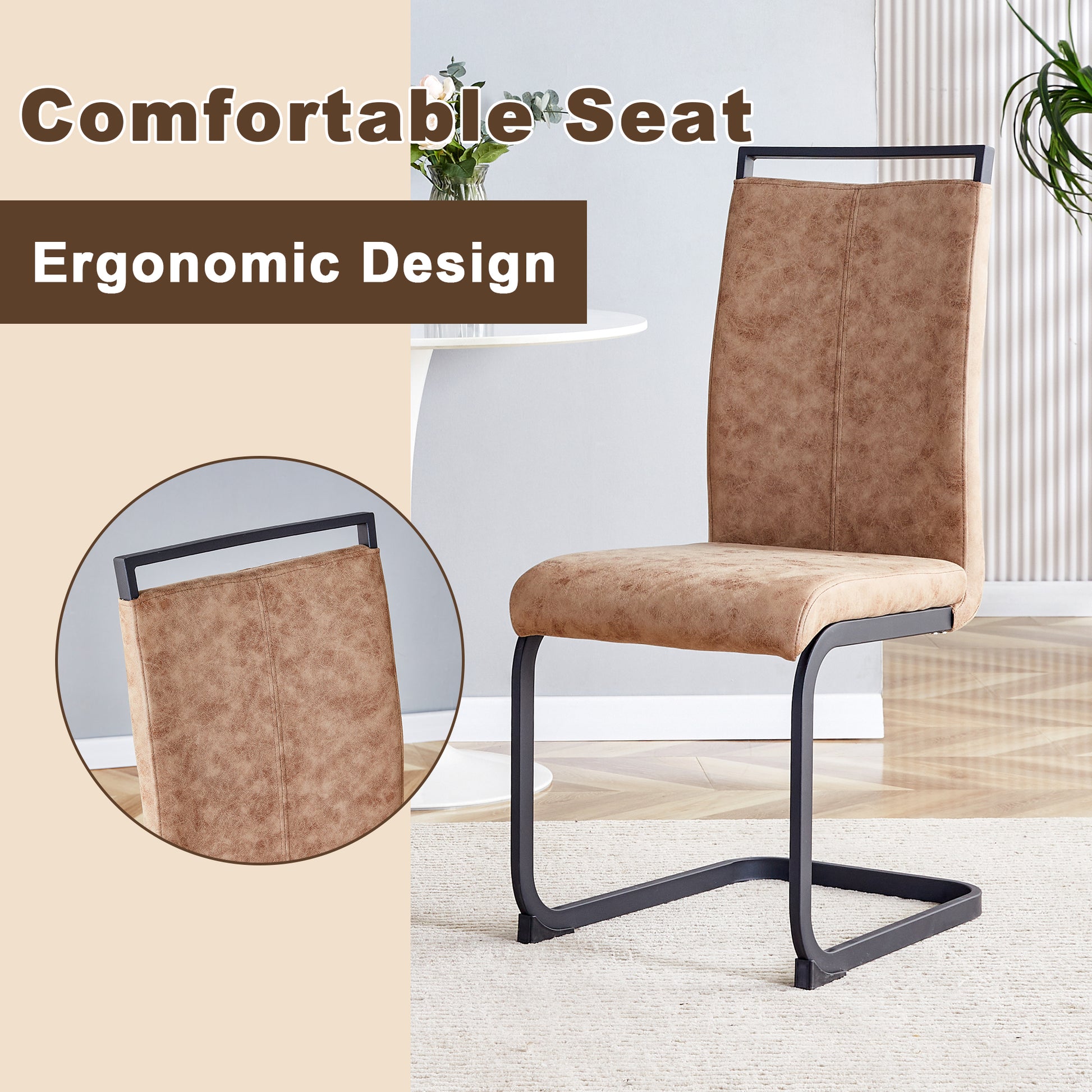 Table And Chair Set. Modern Dining Table With Mdf Top And Beautiful Mdf Legs. Comes With Brown Comfortable Chair With Pu Seat And Metal Legs. Suitable For A Wide Range Of Decorative Styles. Brown,Wood Seats 4 Mdf