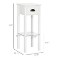 Homcom 2 Tier Side Table With Drawer, Narrow End Table With Bottom Shelf, For Living Room Or Bedroom, White White Mdf