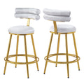 27.65'' Modern Counter Stools Set Of 2,Light Gray Velvet Counter Stools With Iron Frame,Soft Back And Cushion,Footrest,Suitable For Kitchen Bedroom Dining Room Iron Light Gray Kitchen Sponge Modern