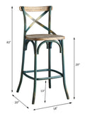 Antique Turquoise And Antique Oak Bar Stool With Cross Back Turquoise Dining Room Vintage Fir Cross Back Wood Metal