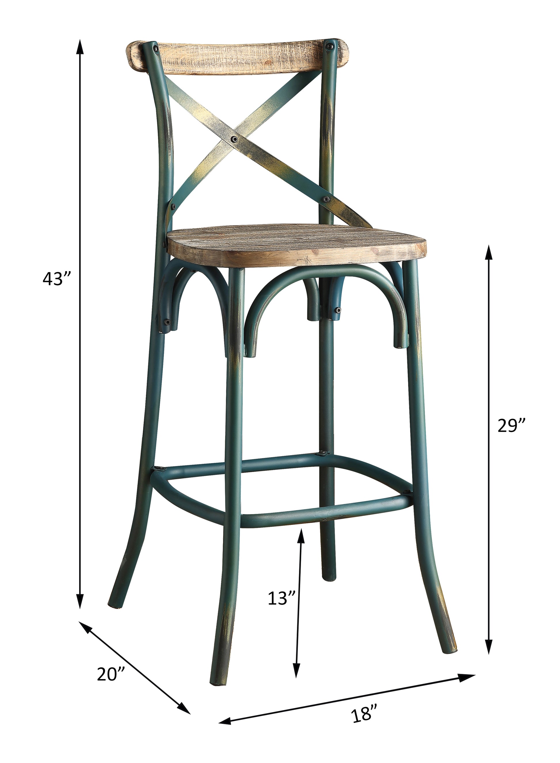 Antique Turquoise And Antique Oak Bar Stool With Cross Back Turquoise Dining Room Vintage Fir Cross Back Wood Metal