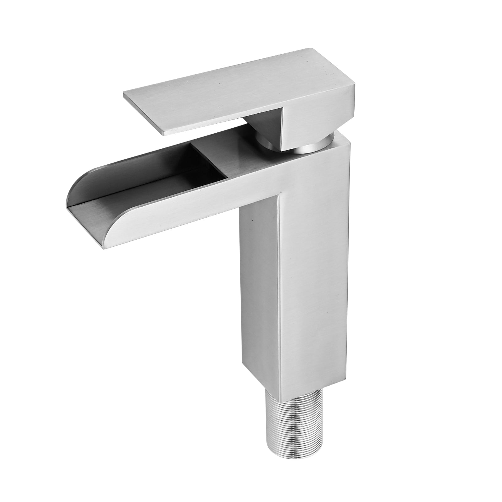 Waterfall Bathroom Faucet Brushed Nickel Single Handle Bathroom Sink Faucets 1 Or 3 Hole Solid Vanity Faucet With Deck Plate & Overflow Pop Up Drain Brushed Nickel One Brushed Nickel Deck Mounted Bathroom Nickel Stainless Steel