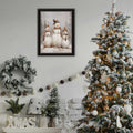 Three Snowman Pals Black Framed Wall Art For Living Room, Holiday Wall Art Print For Home Decor, Bedroom Wall Art By Jo Moulton Multicolor Wood Paper