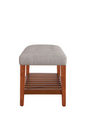 Charla Light Gray Fabric & Oak Finish Bench Gray Fabric,Synthetic Wood