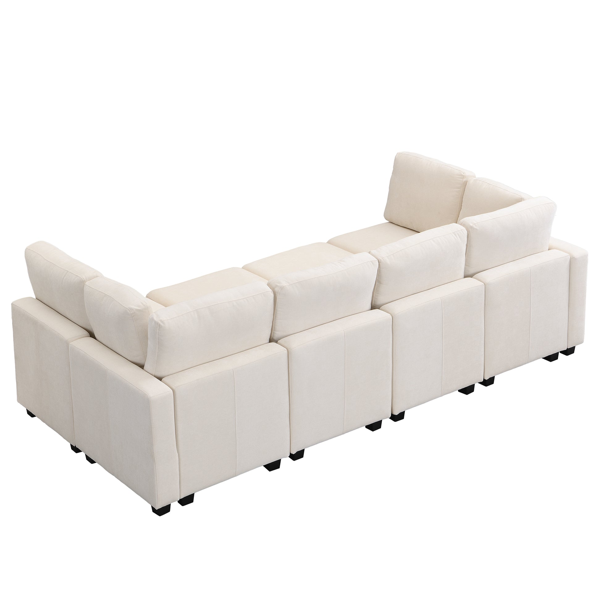 103" Sectional Sofa Couch Sofa Bed U Shaped Sofa With Two Movable Ottoman And Three Usb Ports For Living Room, Beige Beige Foam Chenille 6 Seat