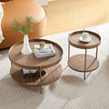 2 Piece Modern 2 Tier Round Coffee Table Set For Living Room,Easy Assembly Nesting Coffee Tables, End Side Tables For Bedroom Office Balcony Yard,Walnut Mdf Walnut Mdf Metal