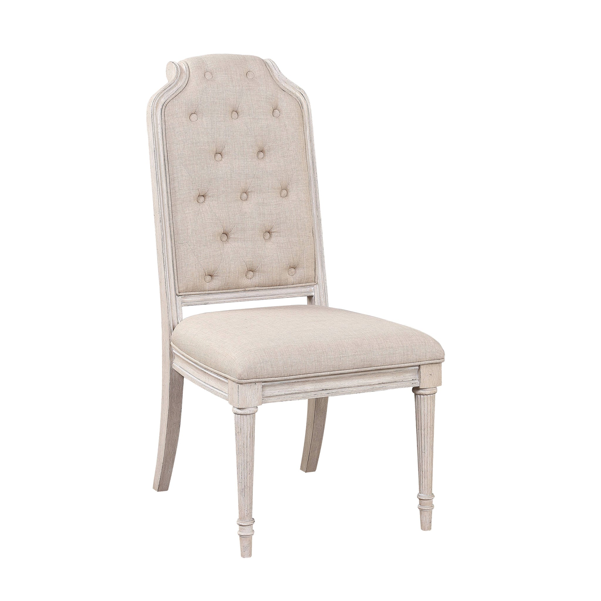 Wynsor Side Chair Set 2 , Fabric & Antique Champagne 67532 Champagne Upholstered