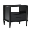 Transitional Solid Wood Spindle Nightstand Black Black Metal Pine