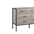 Wood Dresser With 7 Drawers, Wooden Storage Closet For Bedroom, Solid Clothes Cabinet With Sturdy Steel Frame, 48.58