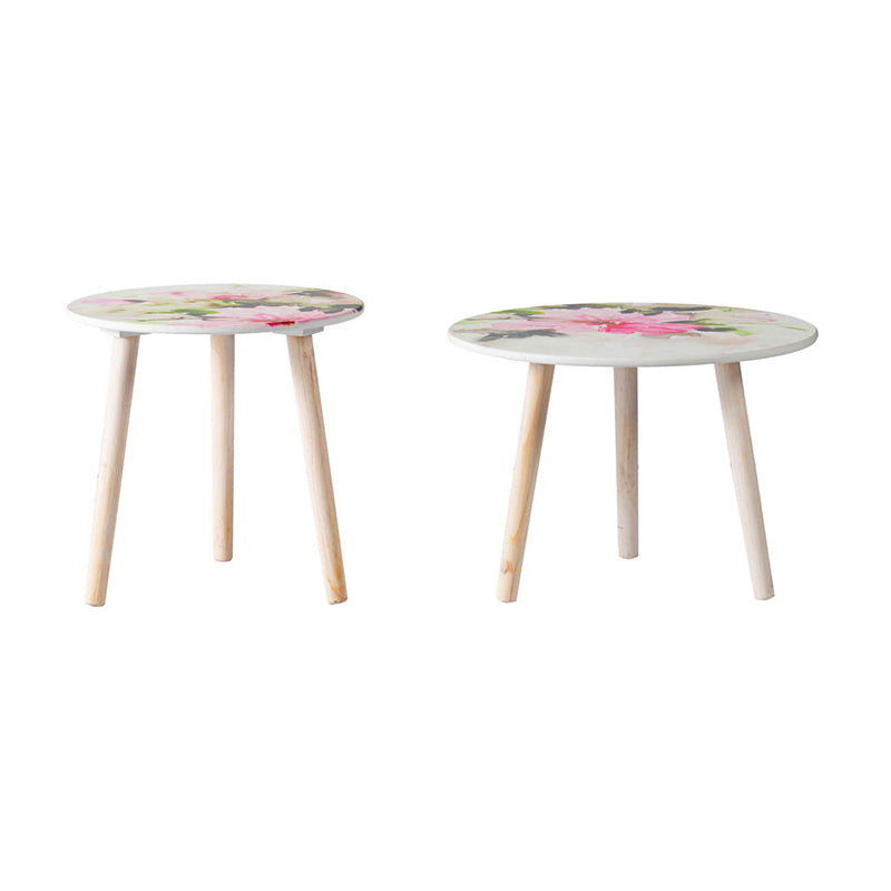 S 2 Side Tables Pink White Mdf