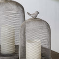 Set Of 2 Ophira Sparrow Antique Gray Mesh Candle Holders, L: D8.5X13