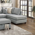 Beautiful 3 Pcs Sectional Sofa Light Grey Dorris Fabric Cushion Sofa Chaise Ottoman Reversible Couch Pillows Living Room Furniture Light Grey Wood Primary Living Space Cushion Back Contemporary,Modern L Shaped Rubberwood Particle Board 5 Seat