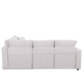 4 Seat L Shaped Modular Sofa With Thick Backrest And Seat Cushions, Suitable For Living Rooms, Offices Beige Wood Polyester 4 Seat