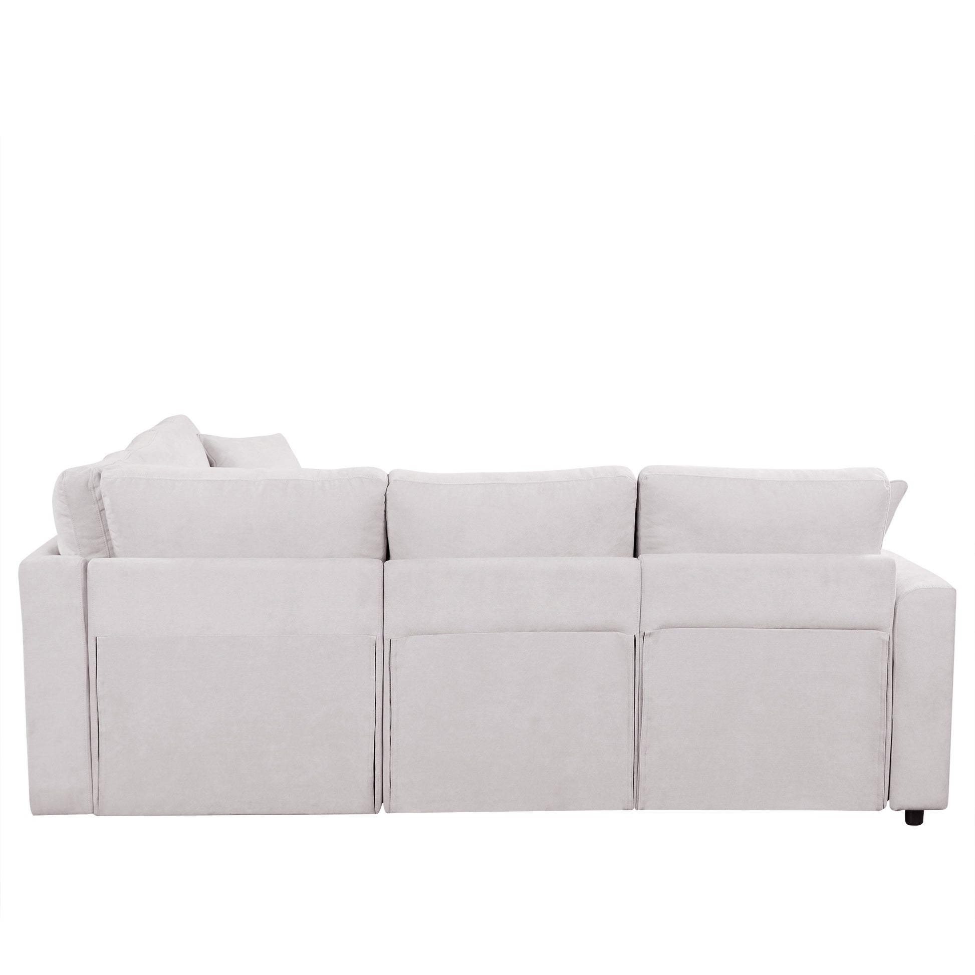 4 Seat L Shaped Modular Sofa With Thick Backrest And Seat Cushions, Suitable For Living Rooms, Offices Beige Wood Polyester 4 Seat