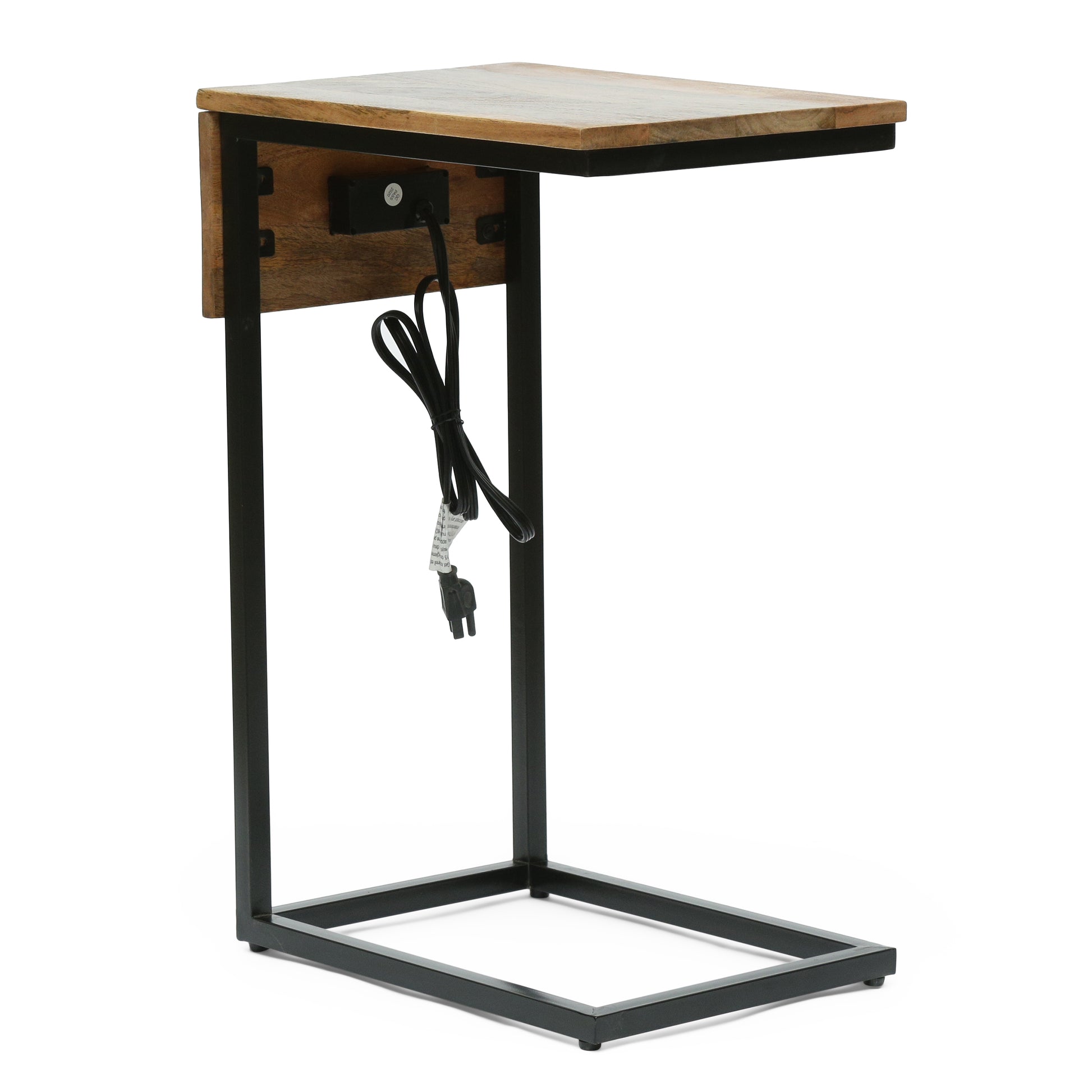 C Table Natural Black Wood Metal