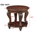 22'' Retro Round End Table,Solid Wood Sofa Side Table With Shelf,Living Room Corner Table Easy Assemble,Cherry Color Written On Box Is Light Espresso Light Espresso Rubber Wood