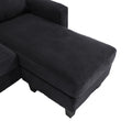 Velvet Sectional Couchl Shaped Sofa With Ottoman For Small Apartment Black Velvet 3 Seat