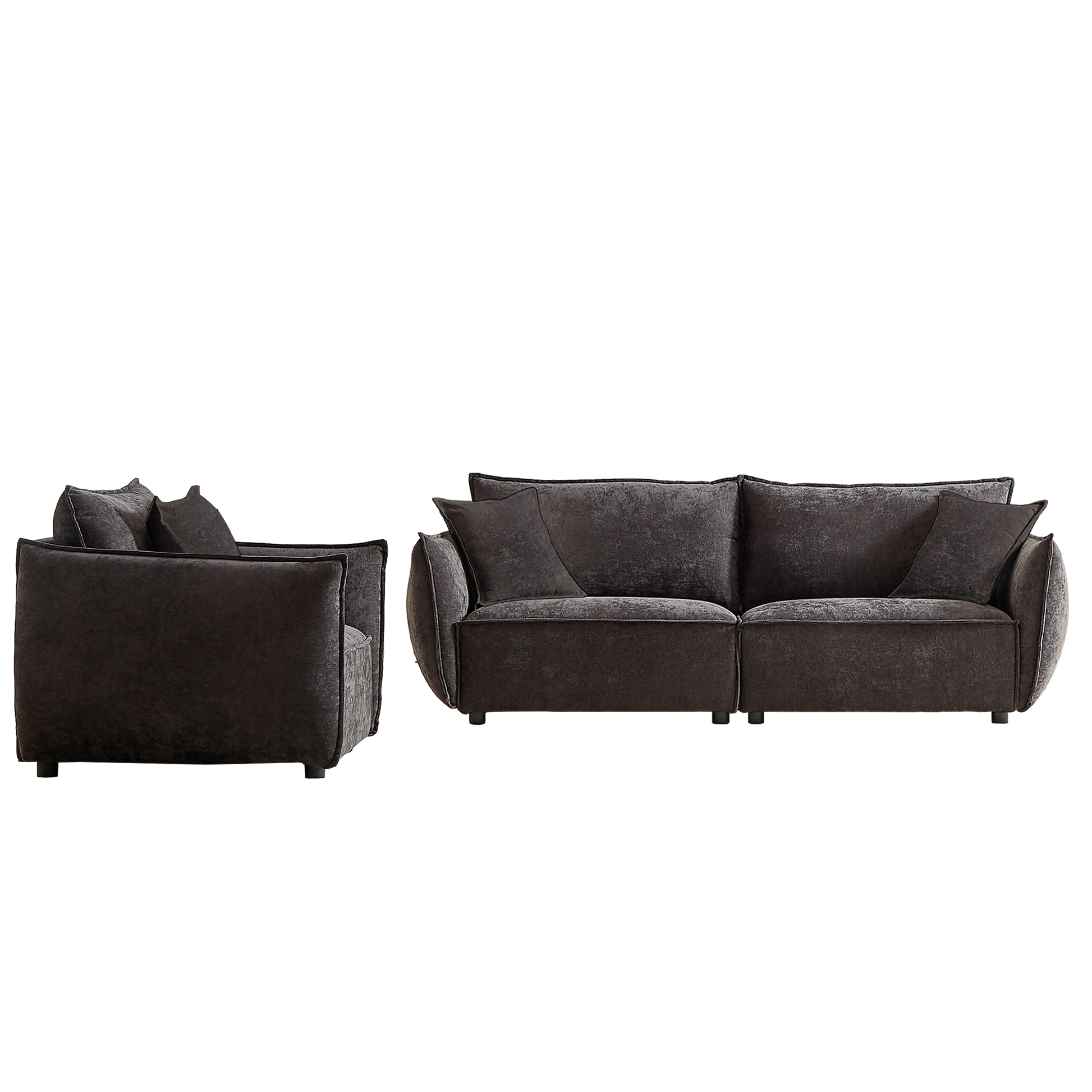 3 Seater 1 Seater Combo Sofa Modern Living Room Sofa, Linen Fabric Sofa, Wooden Frame With 3 Pillows, Apartment Sofa Furniture Black Chenille Wood Primary Living Space Pine Foam Fabric 4 Seat