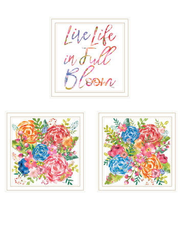 "Live Life In Full Bloom " Framed Wall Art For Living Room, Wall Art Print For Home Decor, Bedroom Wall Art By Heidi Kuntz Multicolor Wood Paper