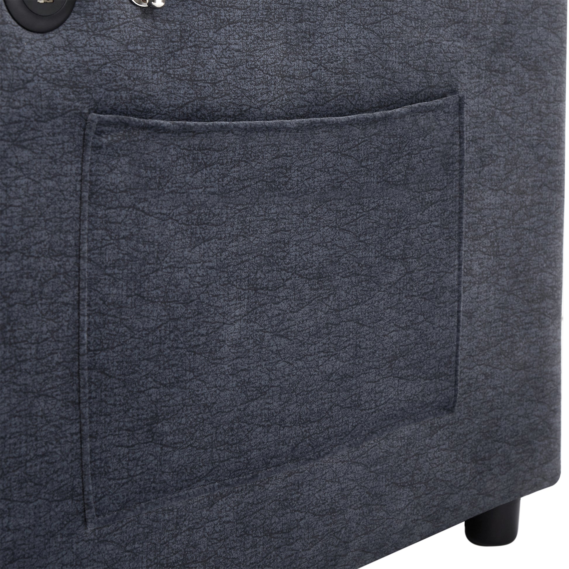 55.9" Convertible Sofa Bed Loveseat Sofa With Three Usb Ports, Two Side Pockets, Two Cup Holders And 360 Swivel Phone Holder For Living Room, Blue Grey Blue Gray Foam Polyester