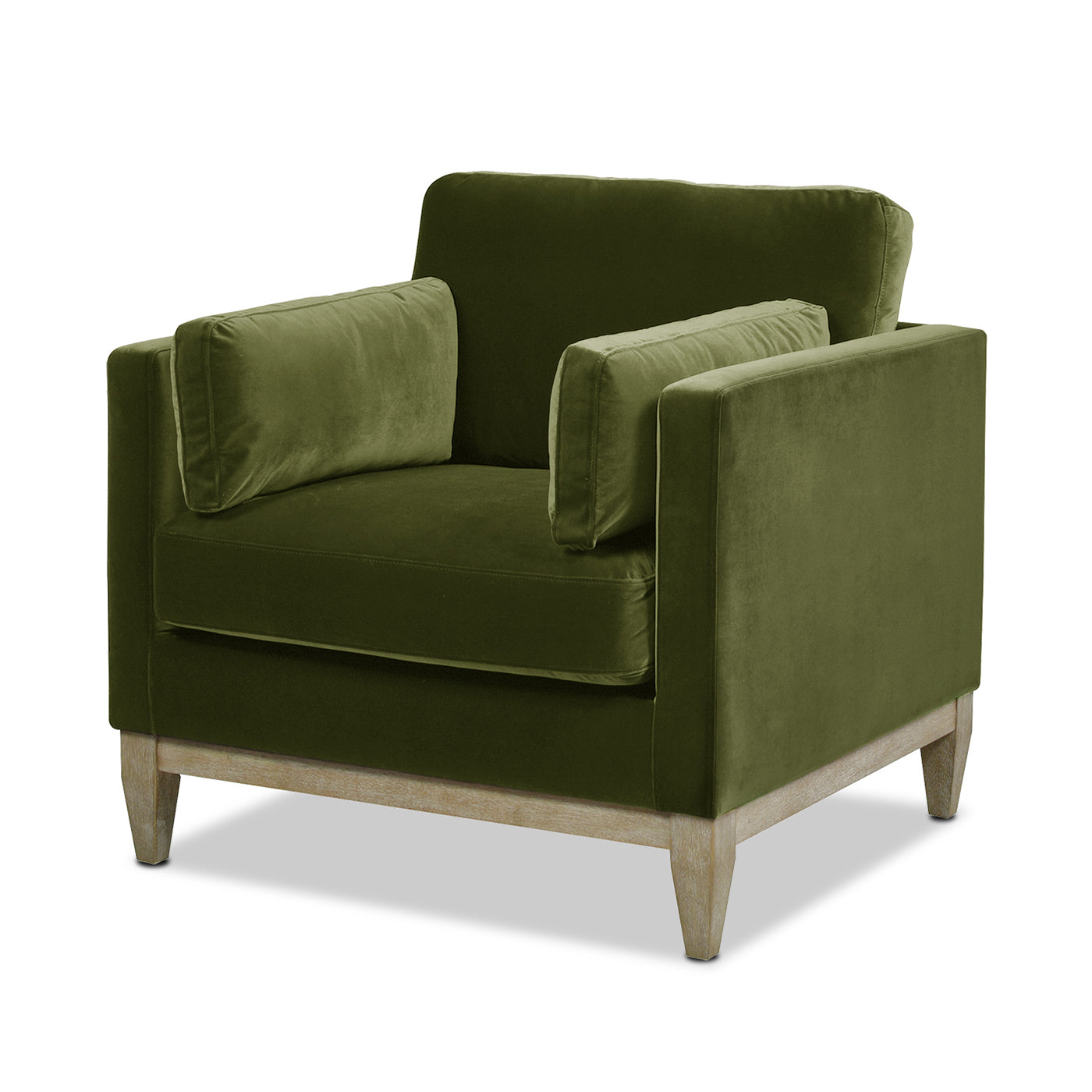 Knox 36" Modern Farmhouse Arm Chair, Olive Green Performance Velvet Green Foam Velvet