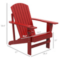 Outsunny Wooden Adirondack Chair, Outdoor Patio Lawn Chair With Cup Holder, Weather Resistant Lawn Furniture, Classic Lounge For Deck, Garden, Backyard, Fire Pit, Red Red Wood