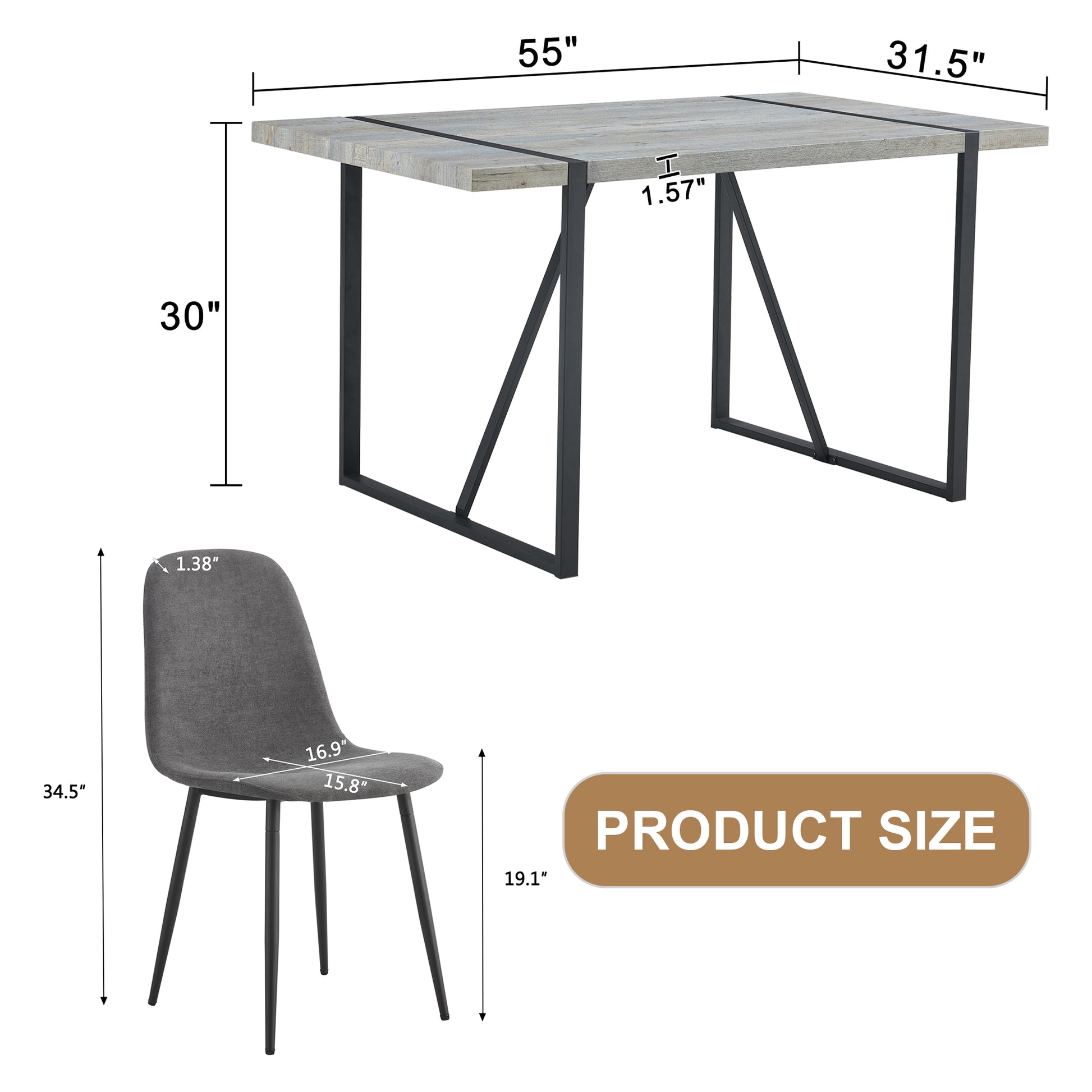 Table And Chair Set. A Minimalist Retro Rectangular Dining Table With A Specially Textured Top And Black Metal Legs, Paired With 4 Soft Chairs And Black Metal Legs, Showcases A Beautiful Home Style.