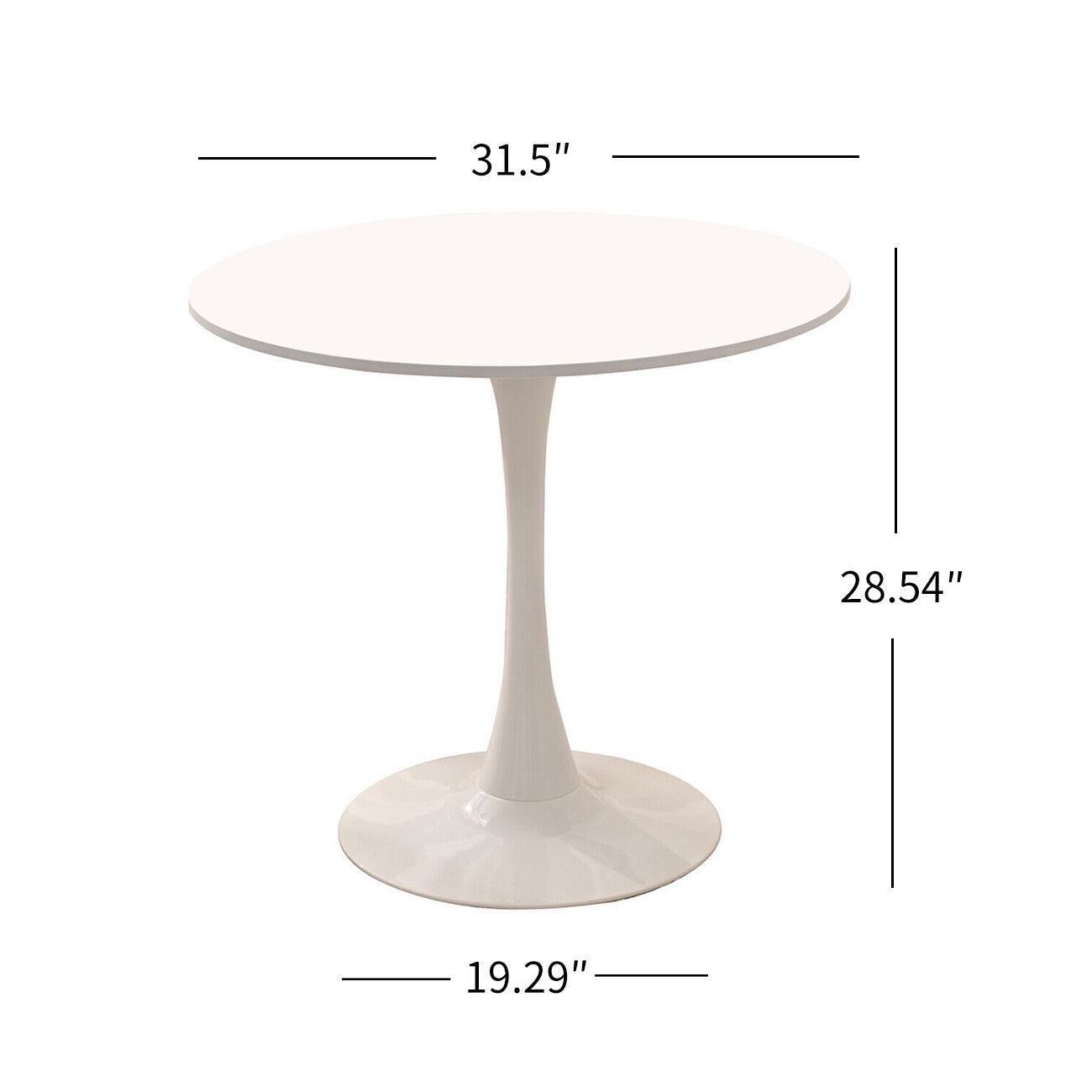 31.5" Round Dining Table, Mid Century White Tulip Table, Metal Base Pedestal Table For 2 4 Person,Easy Assembled Leisure Coffee Table White Dining Room Classic Round Kitchen & Dining Tables Polished Round Mdf Metal