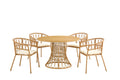 Outdoor Dining Simple Bamboo Chair Tablepe Ratten Round Table 110Cm Plastic Wood Top Antique Brown Bamboo