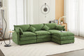 Modular Sectional Sofa, 3 Seater Sofa With Ottoman, Modern L Shaped Sofa For Living Room Bedroom Apartment Green Wood Fabric 4 Seat