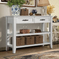 Console Sofa Table with 2 Storage Drawers and 2 Tiers antique white-pine