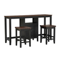 Farmhouse Rustic 3 Piece Counter Height Wood Dining Table Set With Cabinet,2 Storage Drawers And 2 Stools For Small Places,Black Cherry Wood Wood Cherry Seats 2 Wood Dining Room Farmhouse Rubberwood Rectangular Foam Solid Wood
