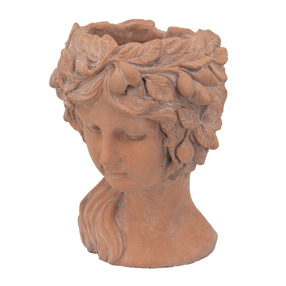 8X9X11.5" Brown Head Bust Planter, Greek Style Cement Head Planter Indoor Outdoor Home Garden Decor Brown Garden & Outdoor Cement
